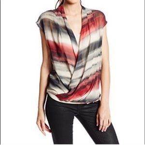NEW DKNY Jeans Striped Wrap Blouse